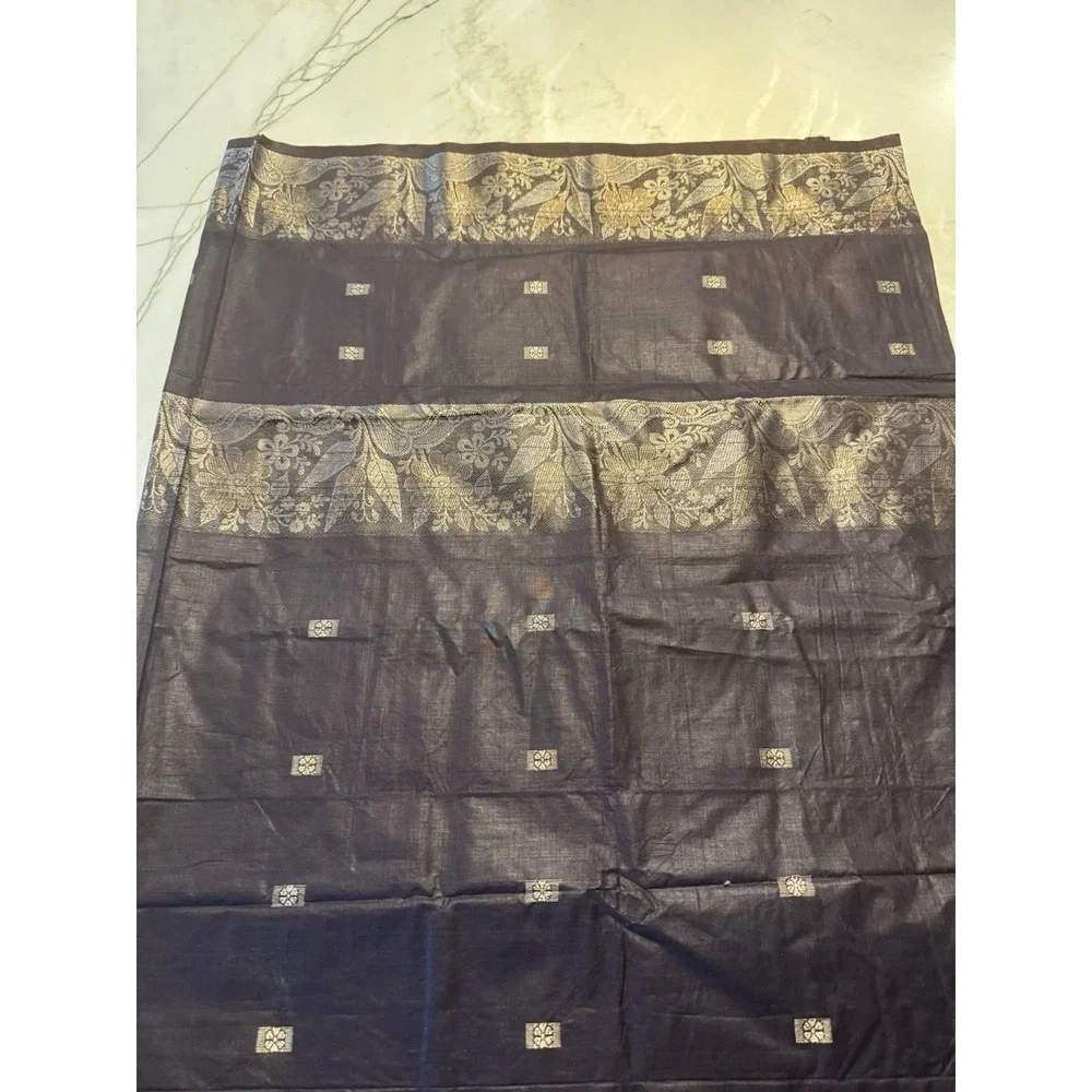 Vintage Bangladesh Deep Purple Gold Woven Decorative Textile Fabric Panel 45x84